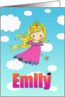 Birthday Card - Emily Name - Fairy Princess in Clouds card