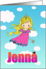 Birthday Card - Jenna Name - Fairy Princess in Clouds card