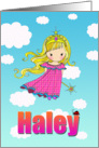 Birthday Card - Haley Name - Fairy Princess in Clouds card