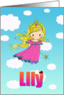 Birthday Card - Lily Name - Fairy Princess in Clouds card