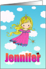 Birthday Card - Jennifer Name - Fairy Princess in Clouds card