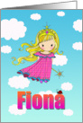 Birthday Card - Fiona Name - Fairy Princess in Clouds card