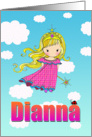 Birthday Card - Dianna Name - Fairy Princess in Clouds card