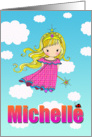 Birthday Card - Michelle Name - Fairy Princess in Clouds card