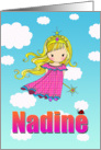 Birthday Card - nadine Name - Fairy Princess in Clouds card
