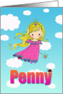 Birthday Card - penny Name - Fairy Princess in Clouds card