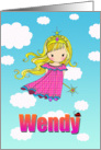 Birthday Card - Wendy Name - Fairy Princess in Clouds card