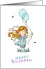 Little Girl Holding Balloons - Happy Birthday Card
