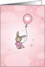 Little Brown Bunny in Pink - Happy Birthday Card