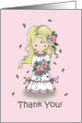 Thank You Flower Girl - Roses, Falling Leaves, Little Girl card