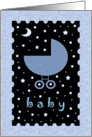 Boy Baby Shower Invitation - Blue Baby Buggy - Stars and Moons card