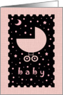 Baby Shower Card for Girl Baby - Cute Baby Buggy card