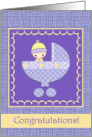 New Baby Congratulations Card - Purple and Yellow card