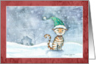 Christmas Card - Cute Cat in Snow card