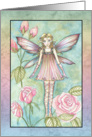 Thinking of You Card - Pink Rose Fairy card