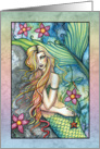 Thinking of You Card - Mermaid with Flowers card