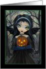 Blank Card - Big Eye Vampire with Jack-o-Lantern card