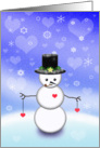 Snowman with Hearts Christmas Card