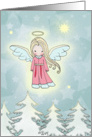 Little Christmas Angel above the Trees card