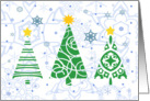 Christmas Card - Modern Trees and Snowflakes card