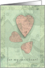 Valentine’s Day, Sweatheart - Pink Hearts on Light Green card