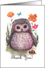 Thank You Card - Little Owl and Ladybug card