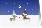 Cute Reindeer Girlfriend and Boyfriend Christmas Card