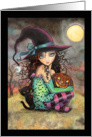 Halloween Witch and Black Cats card