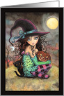 Halloween Witch and Black Cat card