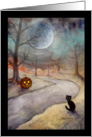 Halloween Black Cat and Jack-o-Lantern card
