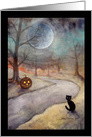 Black Cat and Jack-o-Lantern Halloween Art card