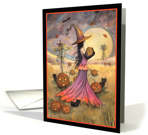 October Fields - Halloween Witch and Black Cats card (1160078)