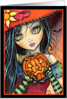 Little Witch - Halloween Witch and Jack-o-Lantern card