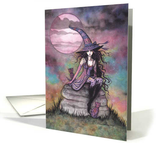 Enchanted Twilight Halloween Witch and Cats card (1635448)