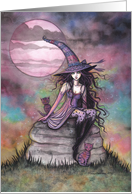 Enchanted Twilight Halloween Witch and Cats card