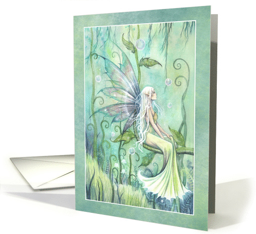 Meditation Green Garden Mystical Fairy by Molly Harrison card