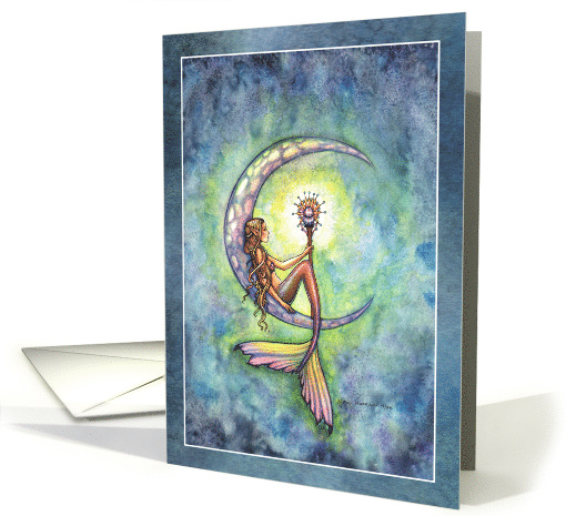 Mermaid Moon Watercolor Fantasy Art by Molly Harrison card (1635468)