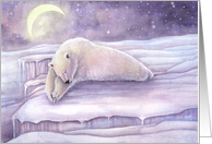 Sleeping Bear Polar Bear on a Twinkling Night Happy Holidays card
