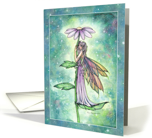 Starry Garden Fairy Blank Card Any Occasion by Molly Harrison Art card