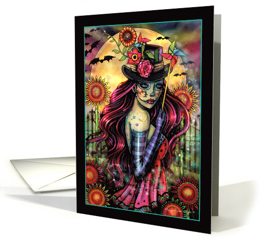 Sugar Skull Girl Halloween Day of the Dead card (1636678)