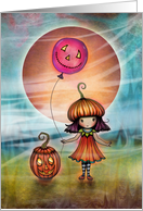 Cute Little Halloween Girl Happy Halloween card