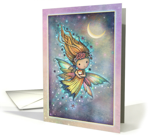 Whimsical Fairy with Orange Tabby Kitten Illustration Any... (1637956)