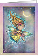 Whimsical Fairy with Orange Tabby Kitten Illustration Any Occasion Blank card