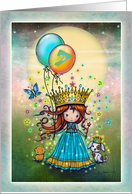 Seven Year Old Girls Birthday Card Little Princess with Balloons card