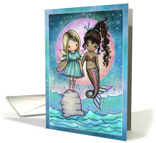 Best Friends Forever Fairy and Mermaid Moon and Ocean card (1699600)