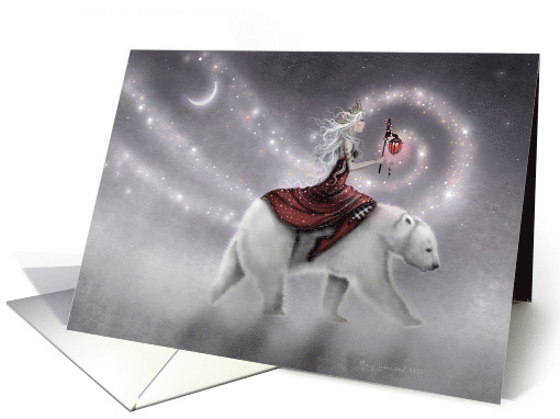 Christmas The Journey Fantasy Maiden and Polar Bear card (1718876)