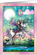 7th Birthday Fairy Princess and Unicorn Friend card