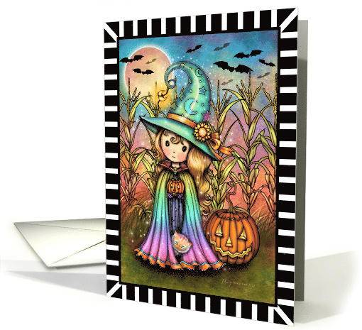 Cute Witch with Cat Halloween Art card (1739662)