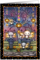 Cute Kitty Fairies on an Autumn Night card