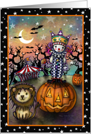 The Clown and the Lion Cute Halloween Art card